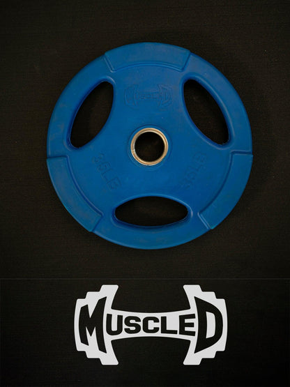 RUBBER COATED COLORED OLYMPIC PLATES: Rubber Plates, per Pair - Muscle D Fitness - Weights Pairs - Grit Grind Strength