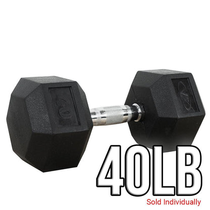 Rubber Coated Hex Dumbbells (3 - 70lbs) - Grit Grind Strength