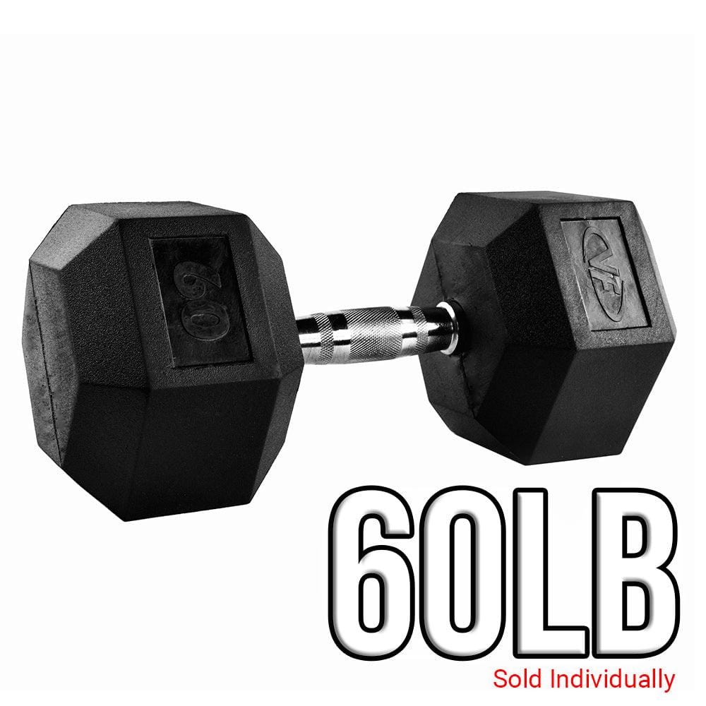 Rubber Coated Hex Dumbbells (3 - 70lbs) - Grit Grind Strength