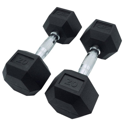 Rubber Coated Hex Dumbbells (3 - 70lbs) - Grit Grind Strength