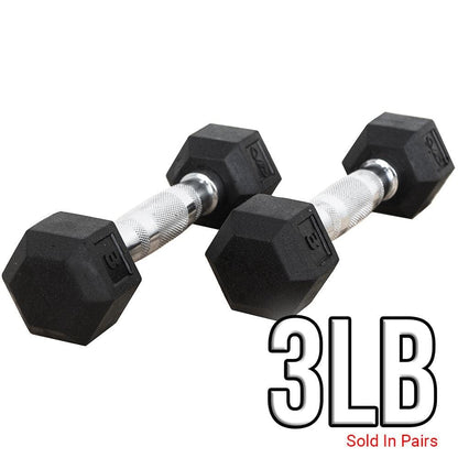 Rubber Coated Hex Dumbbells (3 - 70lbs) - Grit Grind Strength