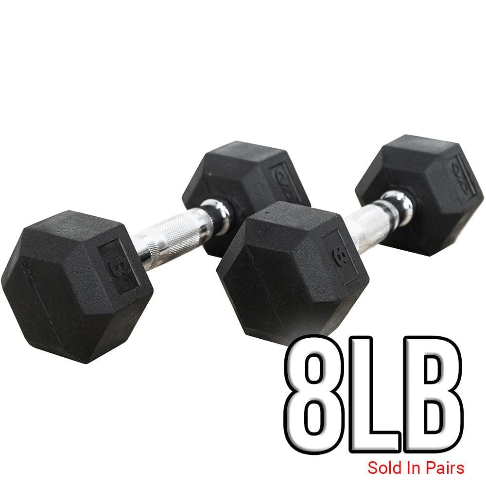 Rubber Coated Hex Dumbbells (3 - 70lbs) - Grit Grind Strength
