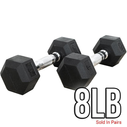 Rubber Coated Hex Dumbbells (3 - 70lbs) - Grit Grind Strength