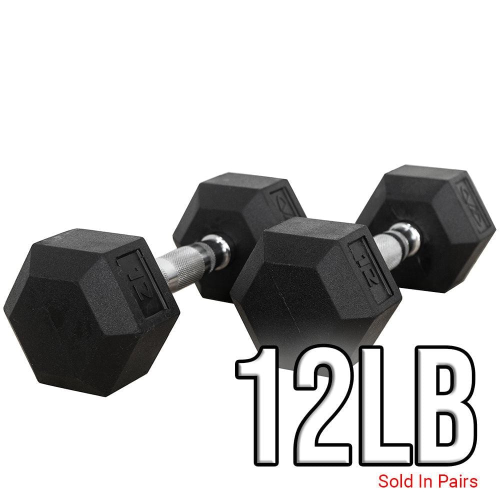Rubber Coated Hex Dumbbells (3 - 70lbs) - Grit Grind Strength