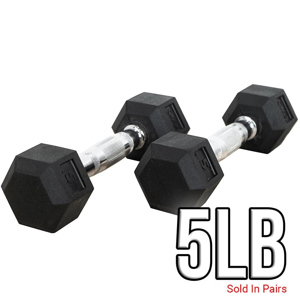 Rubber Coated Hex Dumbbells (3 - 70lbs) - Grit Grind Strength