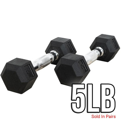 Rubber Coated Hex Dumbbells (3 - 70lbs) - Grit Grind Strength