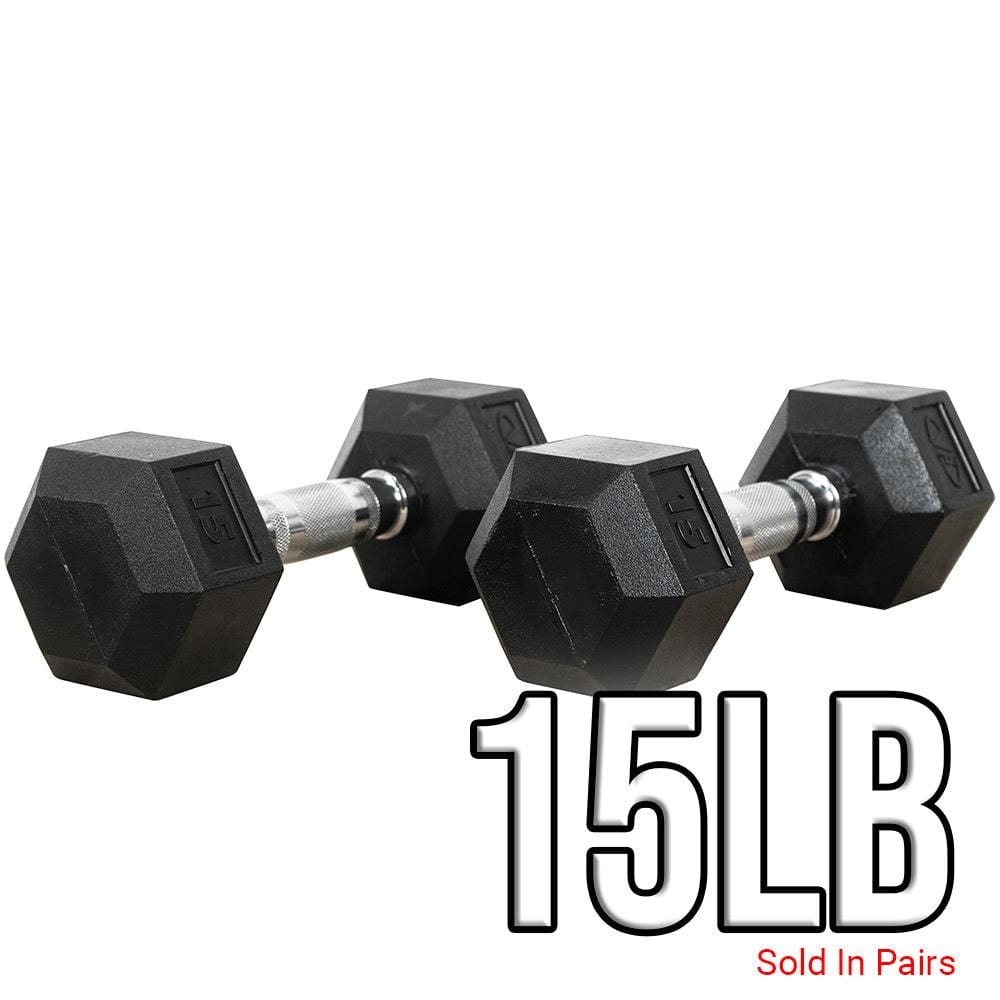 Rubber Coated Hex Dumbbells (3 - 70lbs) - Grit Grind Strength