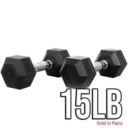 Rubber Coated Hex Dumbbells (3 - 70lbs) - Grit Grind Strength