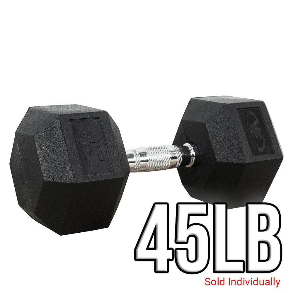 Rubber Coated Hex Dumbbells (3 - 70lbs) - Grit Grind Strength