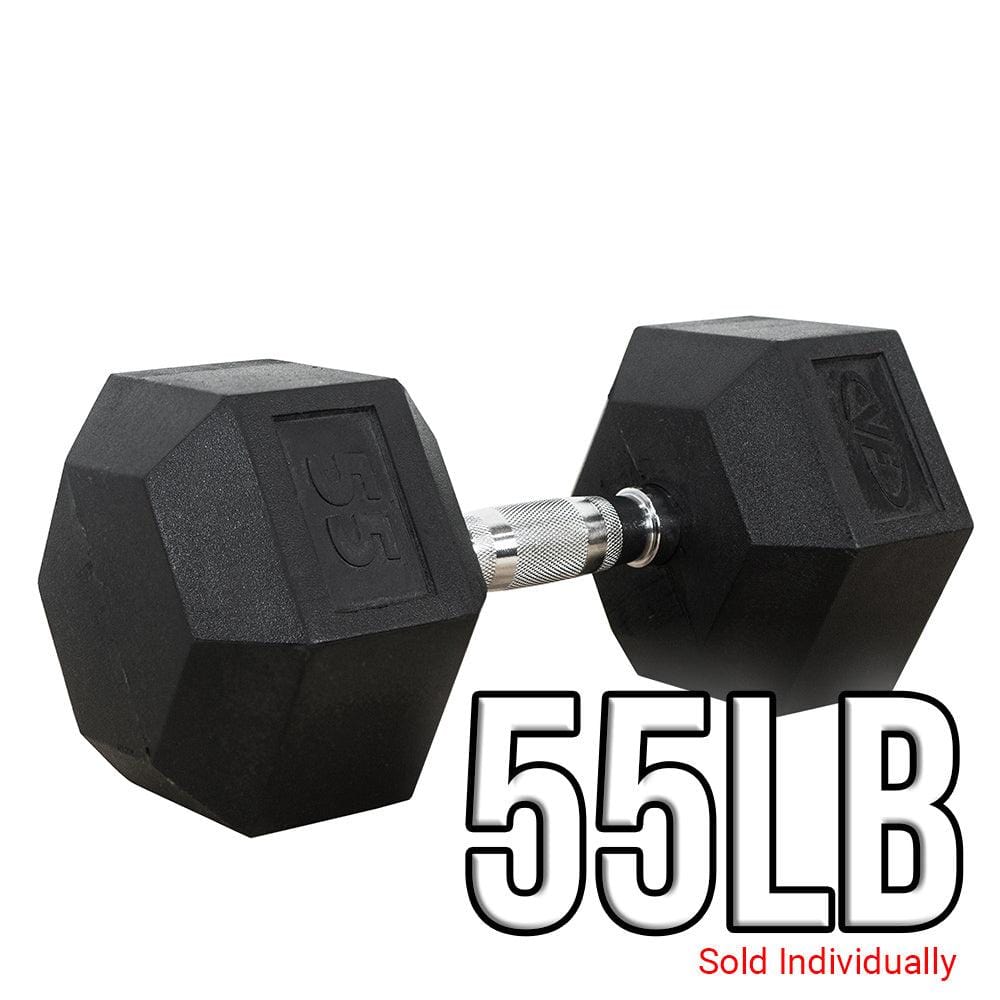 Rubber Coated Hex Dumbbells (3 - 70lbs) - Grit Grind Strength