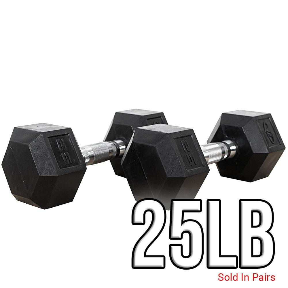 Rubber Coated Hex Dumbbells (3 - 70lbs) - Grit Grind Strength