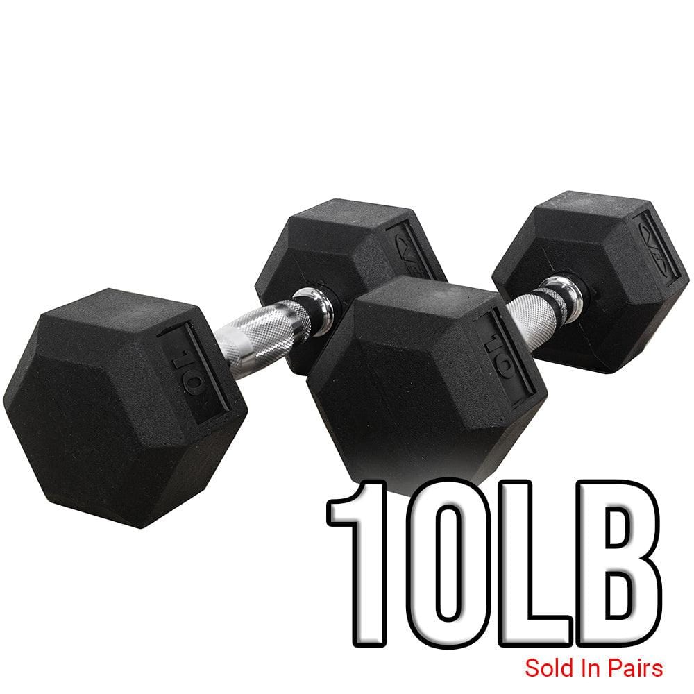 Rubber Coated Hex Dumbbells (3 - 70lbs) - Grit Grind Strength