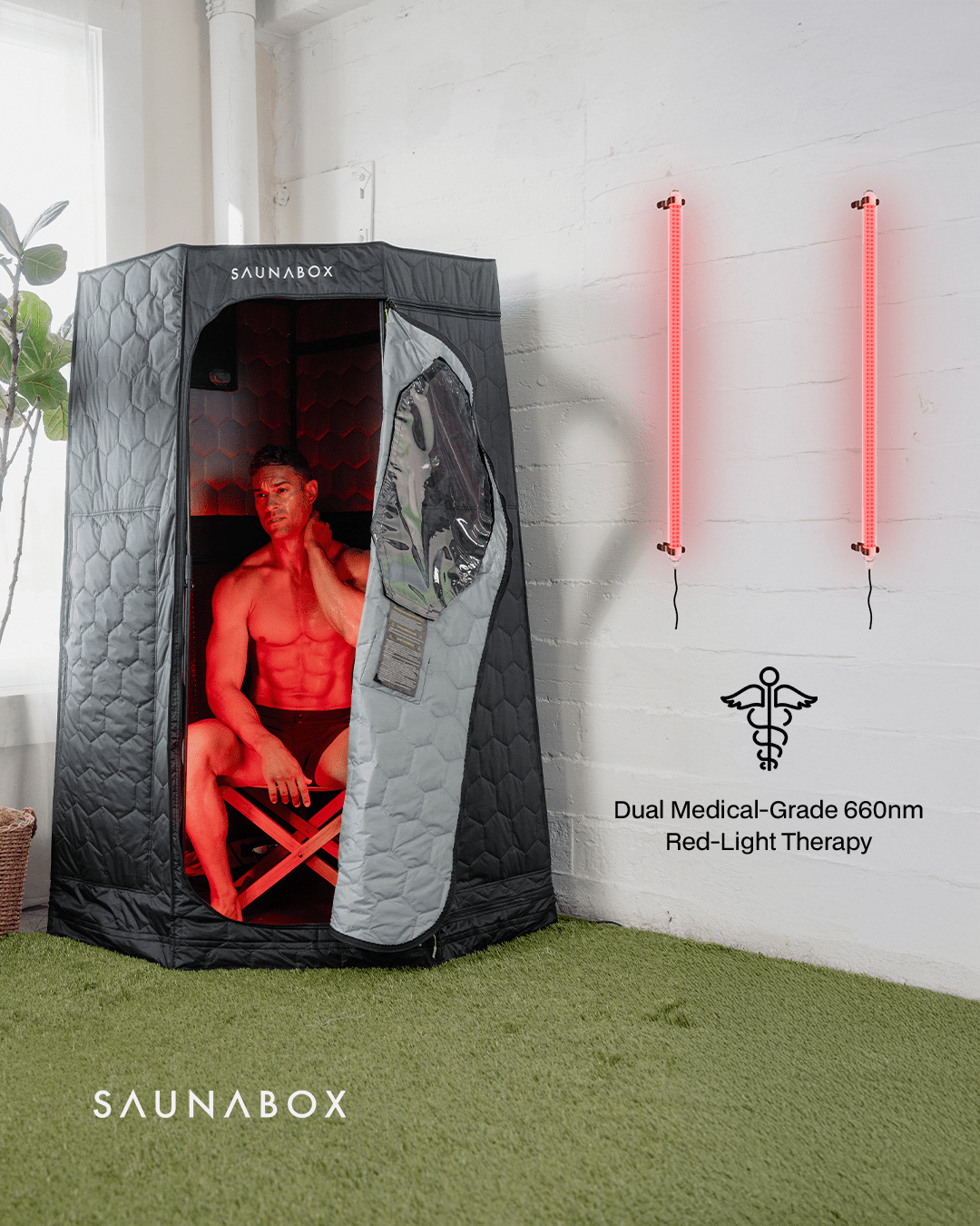 SaunaBox® Pulse: Infrared Sauna with Red - light Therapy - Grit Grind Strength