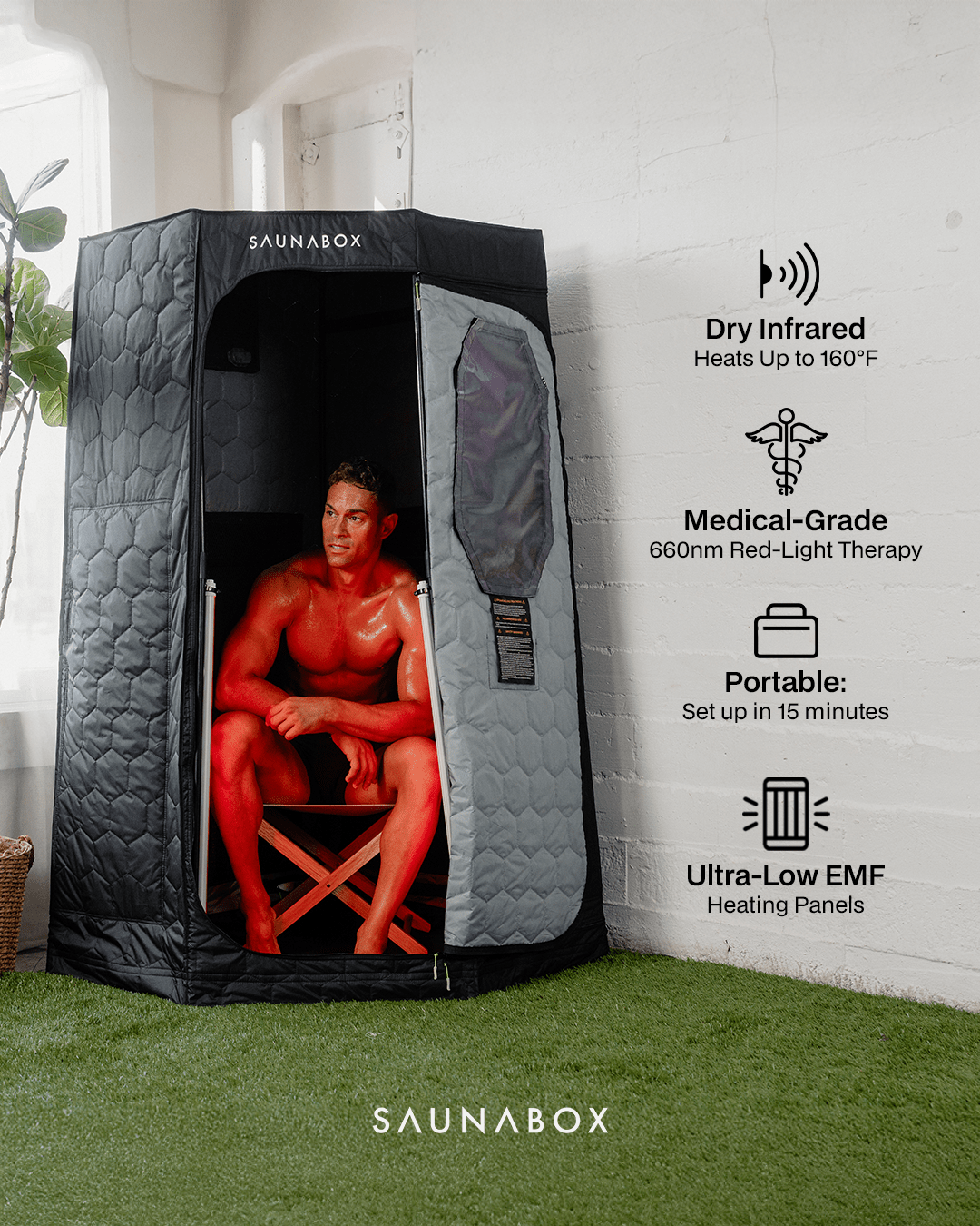SaunaBox® Pulse: Infrared Sauna with Red - light Therapy - Grit Grind Strength