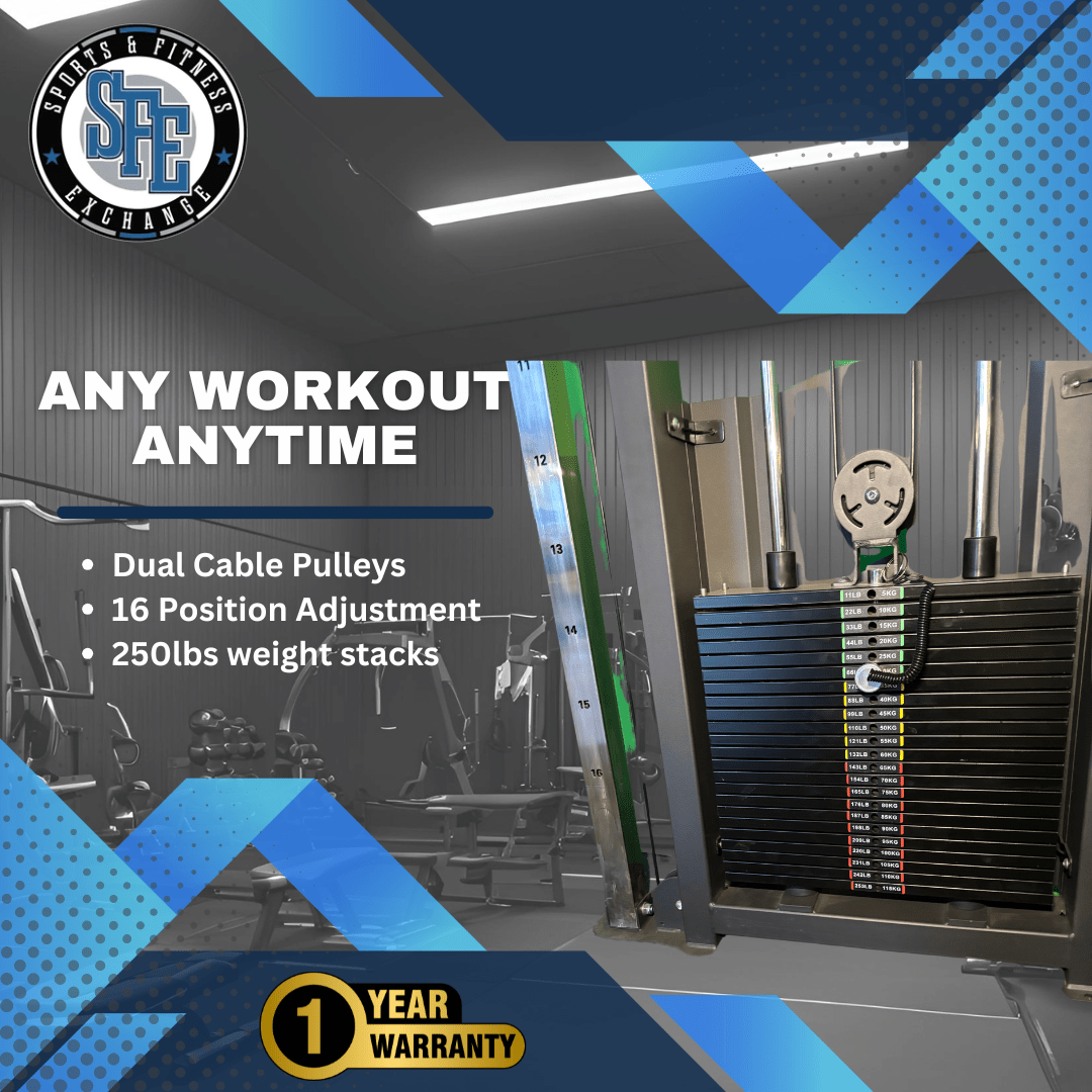 SFE Commercial Functional Trainer with 250lb weight stacks (New) - Grit Grind Strength