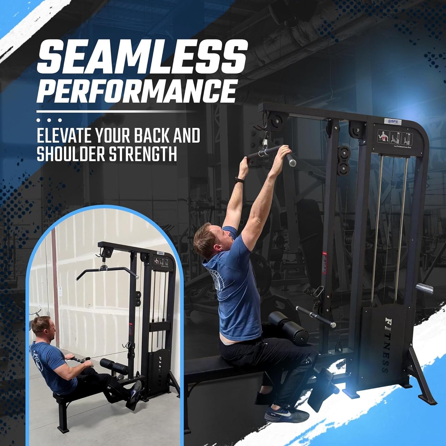 SFE Lat Pulldown & Low Row Combo w/ 250lb weight stack (New) - Grit Grind Strength