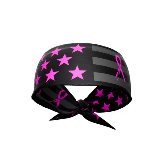 Shadow USA Flag - Breast Cancer Awareness Tie Headband - Grit Grind Strength