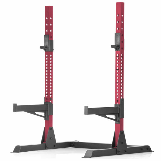 Squat Rack Bench Press with Adjustable Safety Spotters - Grit Grind Strength