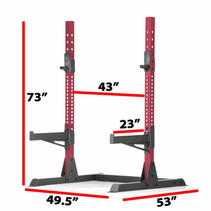 Squat Rack Bench Press with Adjustable Safety Spotters - Grit Grind Strength