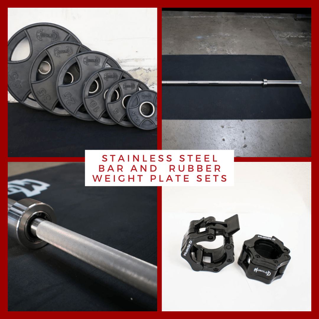 Stainless Bushing Bar and Olympic Rubber Weight Plate Sets - Grit Grind Strength