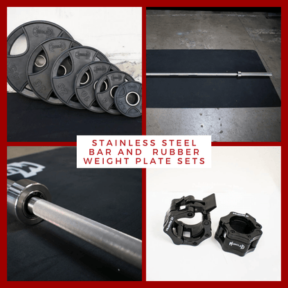 Stainless Bushing Bar and Olympic Rubber Weight Plate Sets - Grit Grind Strength