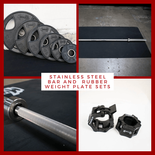 Stainless Bushing Bar and Olympic Rubber Weight Plate Sets - Grit Grind Strength