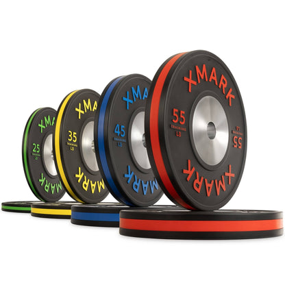 Striped Premium IWF Training Bumper Plates (LB) Pairs and Sets - Grit Grind Strength