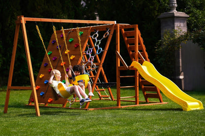 Sycamore Backyard Climbing Set – 2 Swings, Trapeze Bar & Outdoor Fun - Grit Grind Strength
