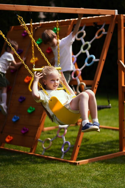 Sycamore Backyard Climbing Set – 2 Swings, Trapeze Bar & Outdoor Fun - Grit Grind Strength