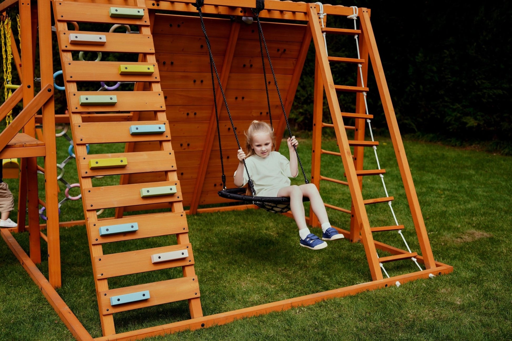 Sycamore Backyard Climbing Set – 2 Swings, Trapeze Bar & Outdoor Fun - Grit Grind Strength