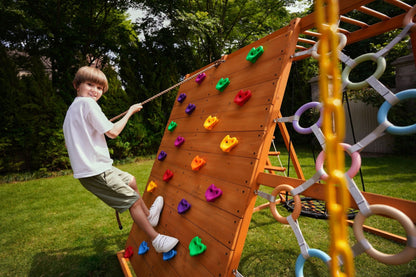 Sycamore Backyard Climbing Set – 2 Swings, Trapeze Bar & Outdoor Fun - Grit Grind Strength
