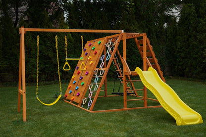 Sycamore Backyard Climbing Set – 2 Swings, Trapeze Bar & Outdoor Fun - Grit Grind Strength