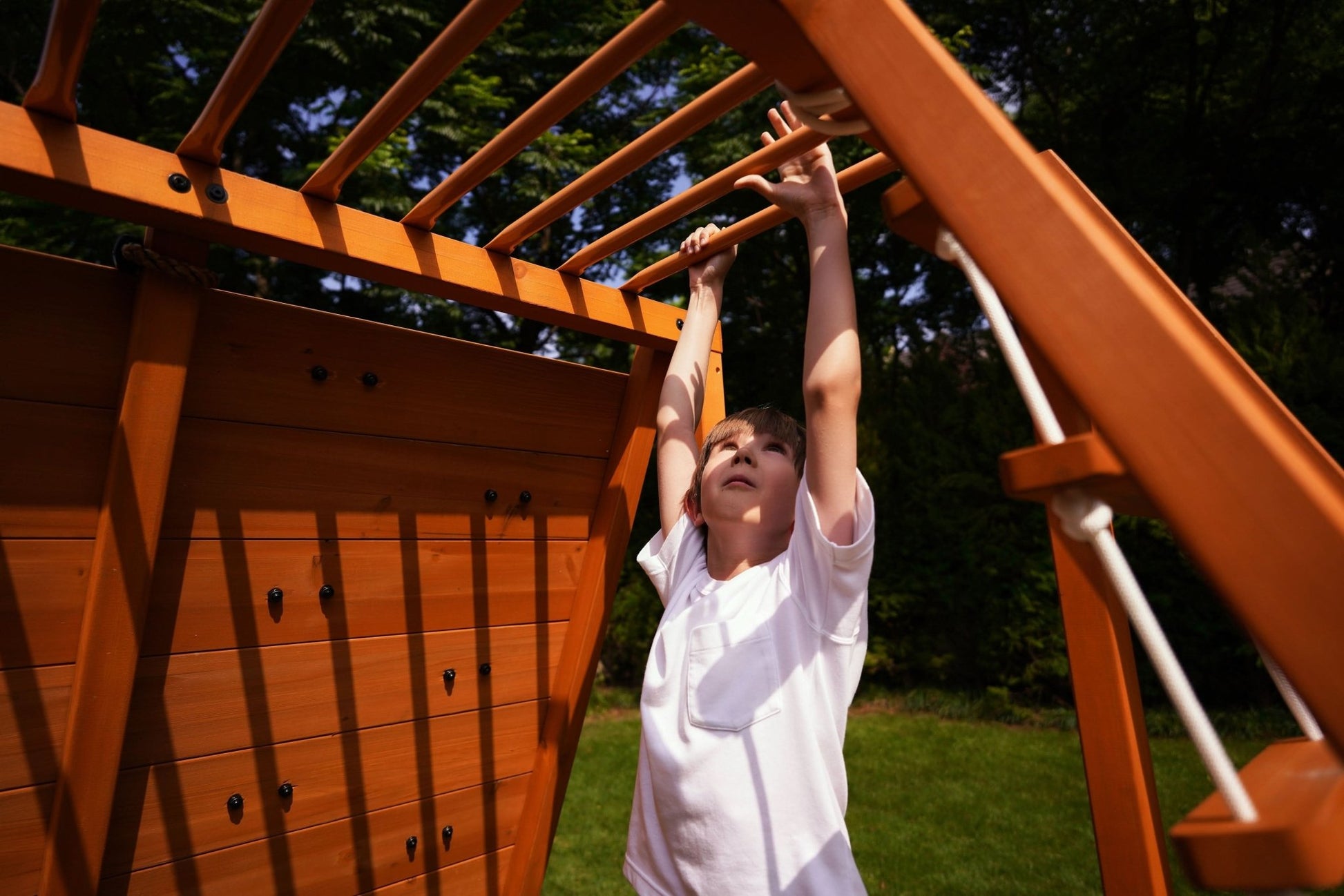 Sycamore Backyard Climbing Set – 2 Swings, Trapeze Bar & Outdoor Fun - Grit Grind Strength
