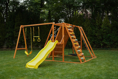 Sycamore Backyard Climbing Set – 2 Swings, Trapeze Bar & Outdoor Fun - Grit Grind Strength