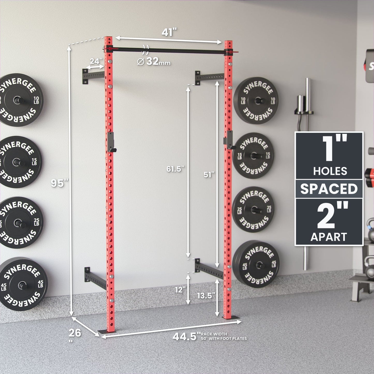 Synergee 2200 Series Wall Mounted Squat Rack - Grit Grind Strength
