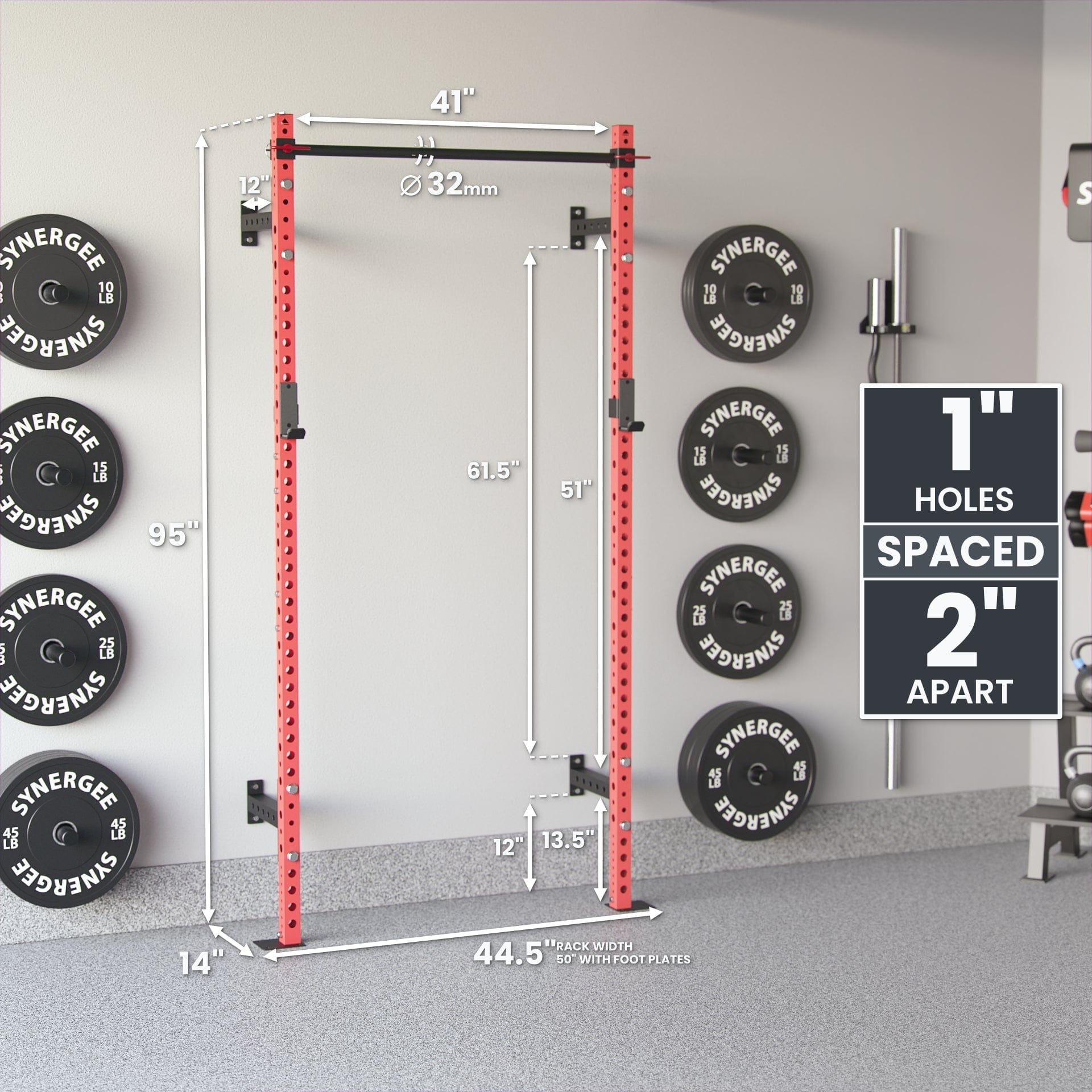 Synergee 2200 Series Wall Mounted Squat Rack - Grit Grind Strength