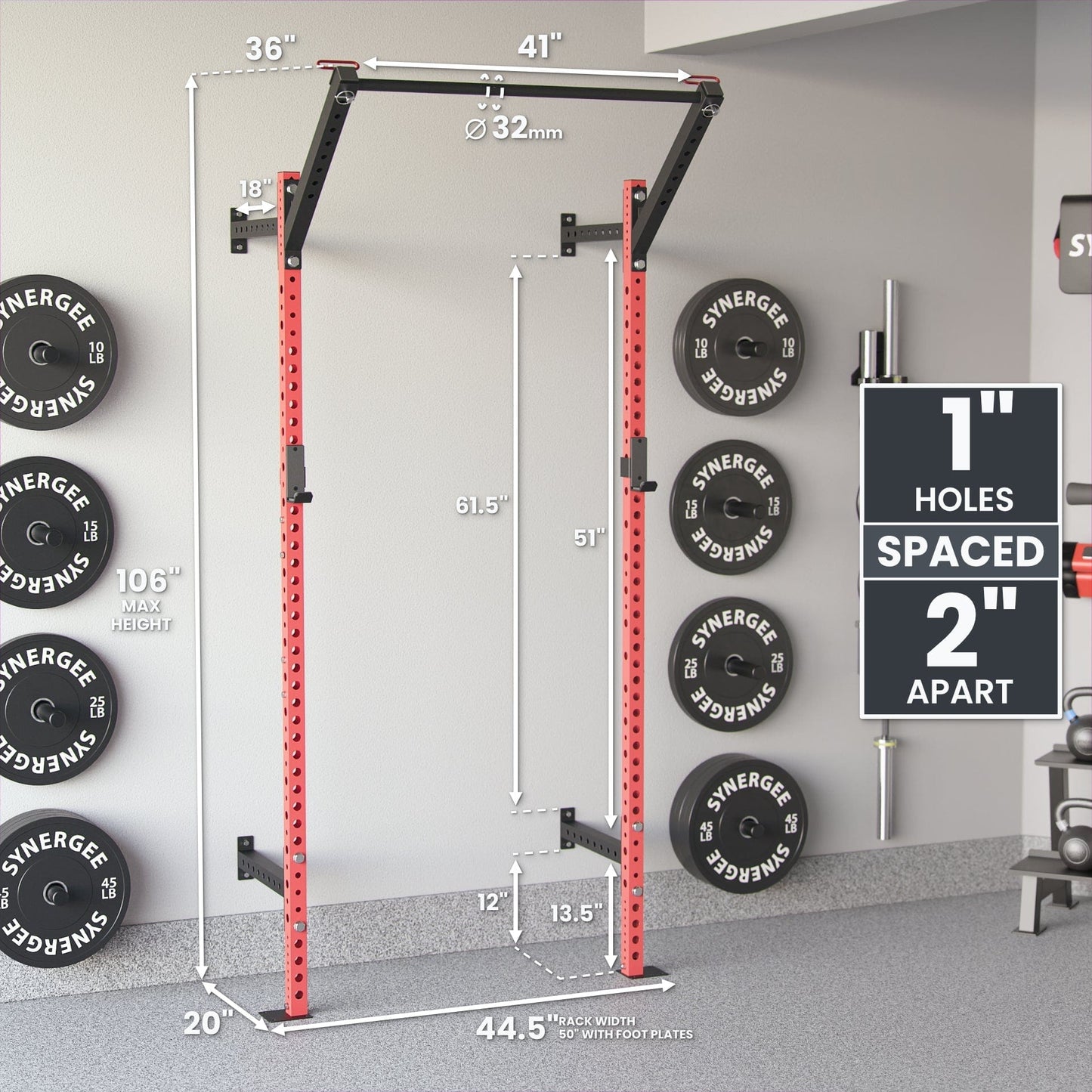 Synergee 2200 Series Wall Mounted Squat Rack - Grit Grind Strength
