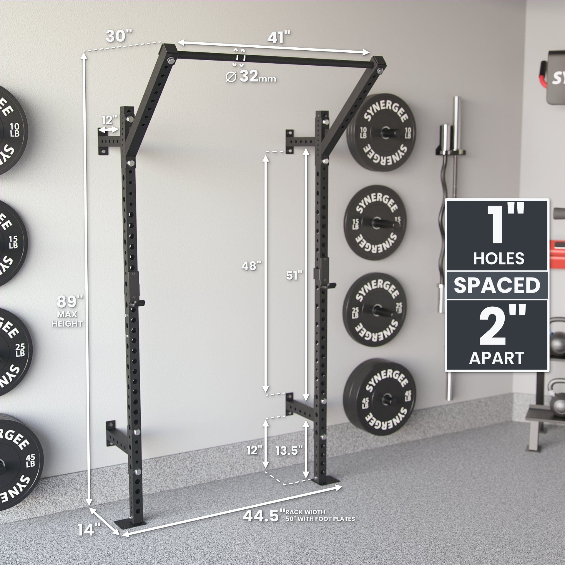Synergee 2200 Series Wall Mounted Squat Rack - Grit Grind Strength