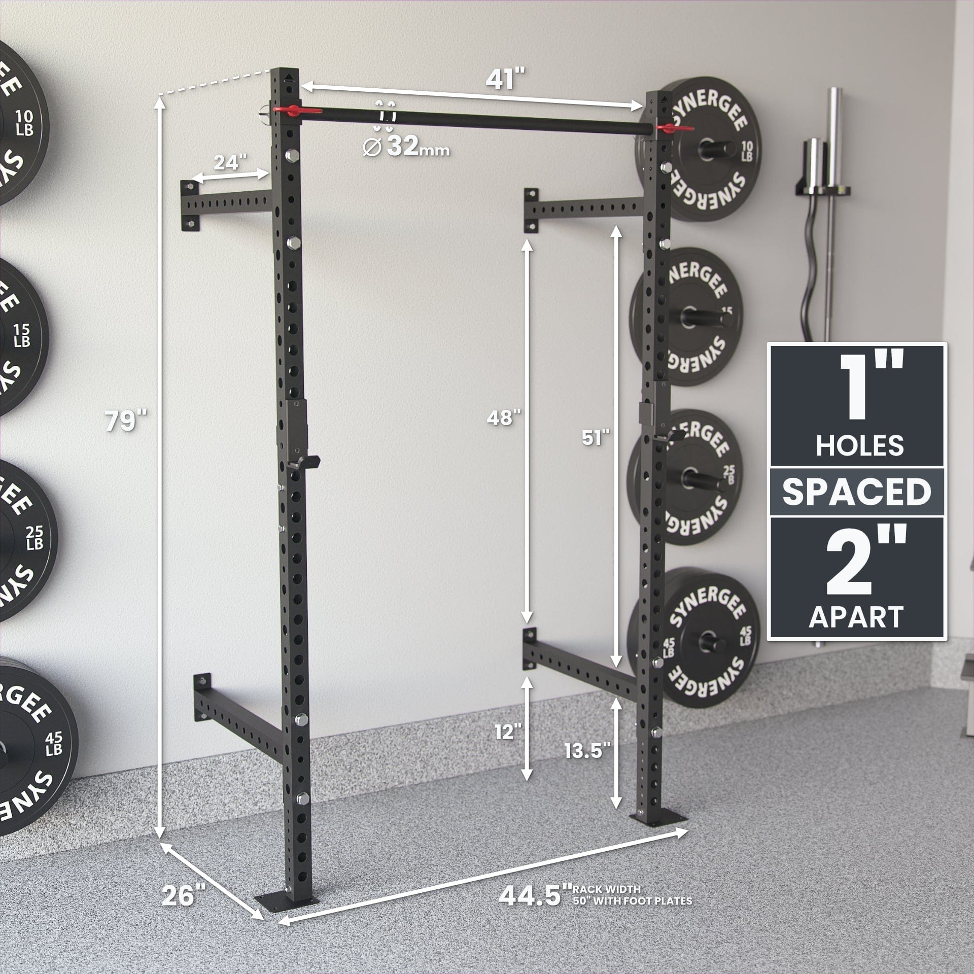 Synergee 2200 Series Wall Mounted Squat Rack - Grit Grind Strength