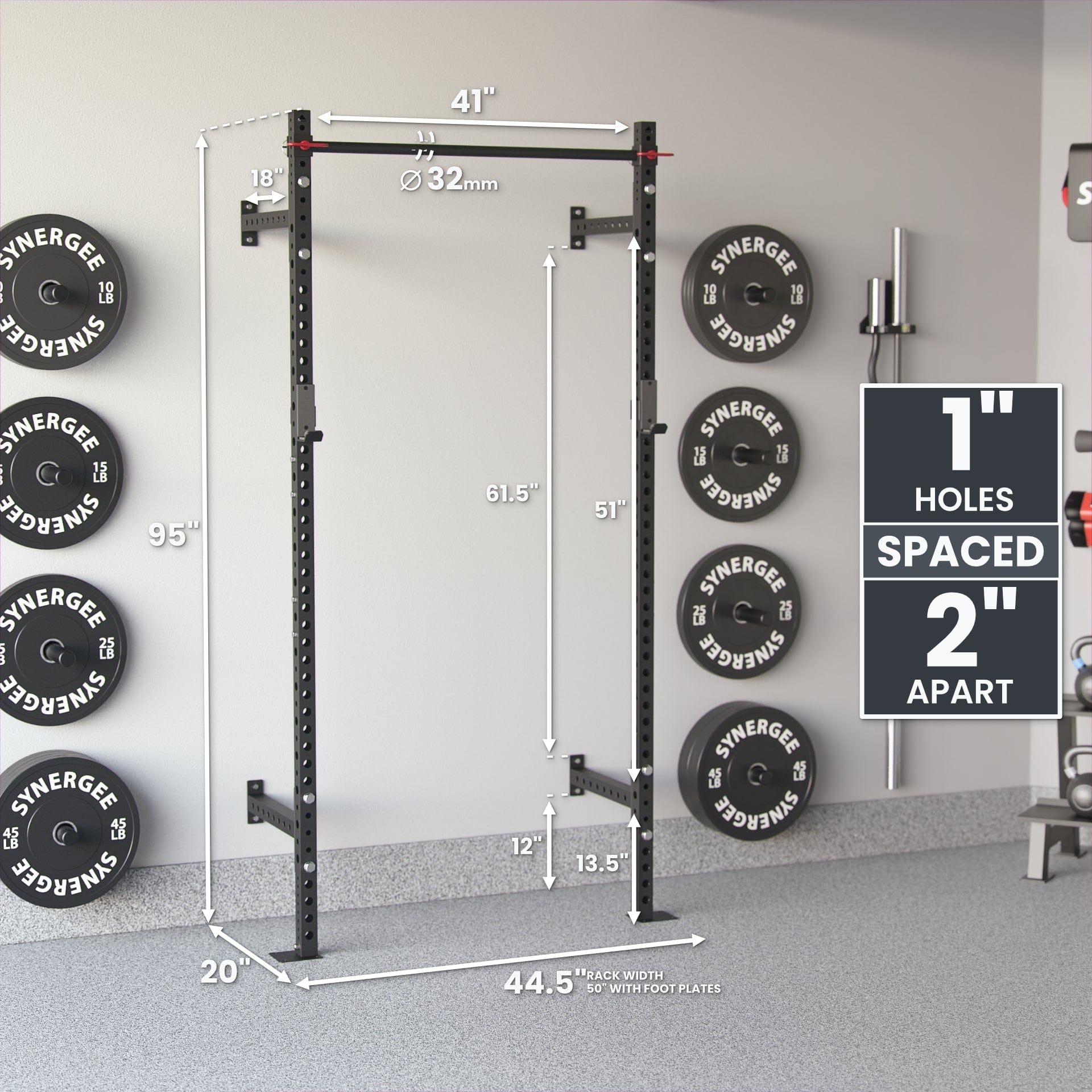 Synergee 2200 Series Wall Mounted Squat Rack - Grit Grind Strength