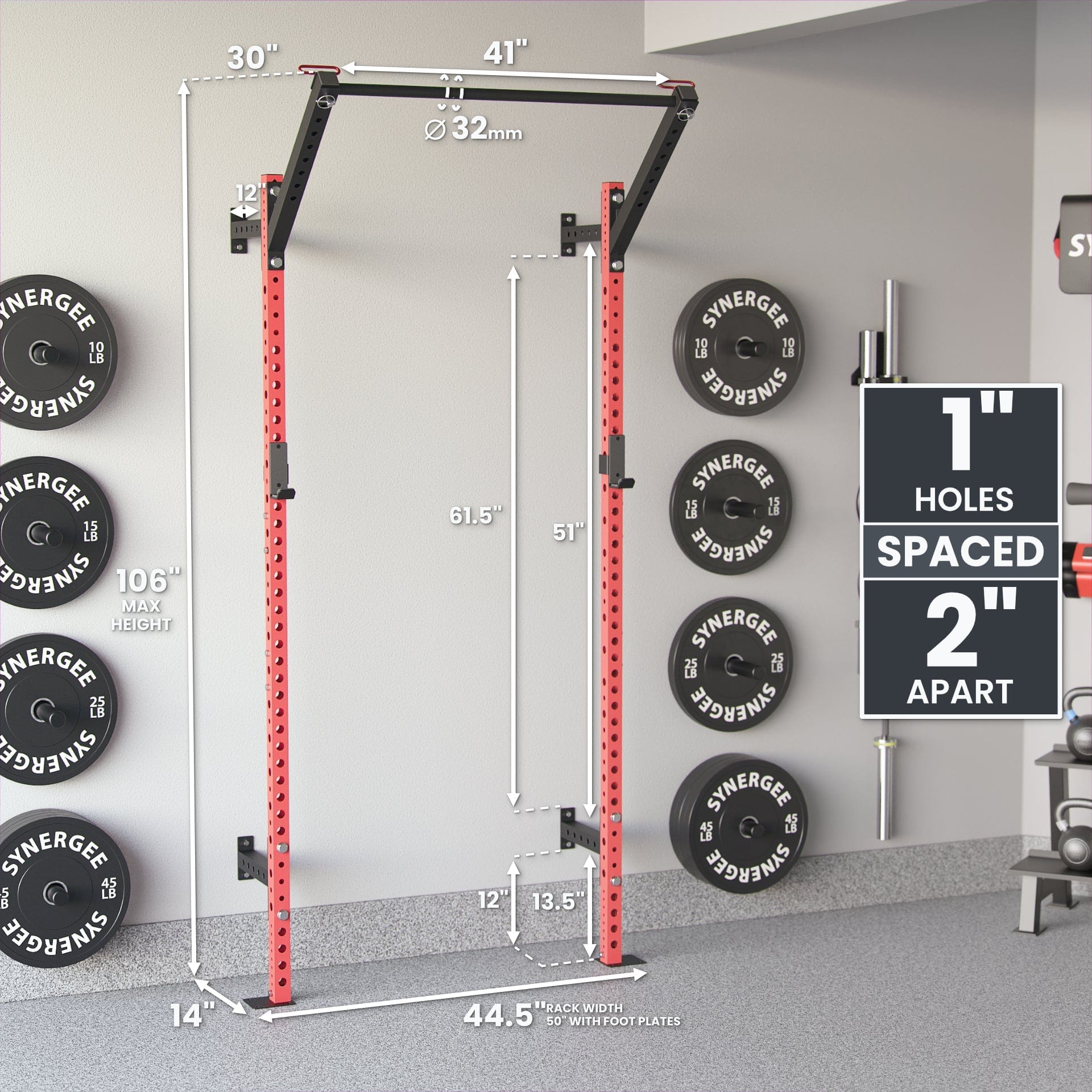 Synergee 2200 Series Wall Mounted Squat Rack - Grit Grind Strength
