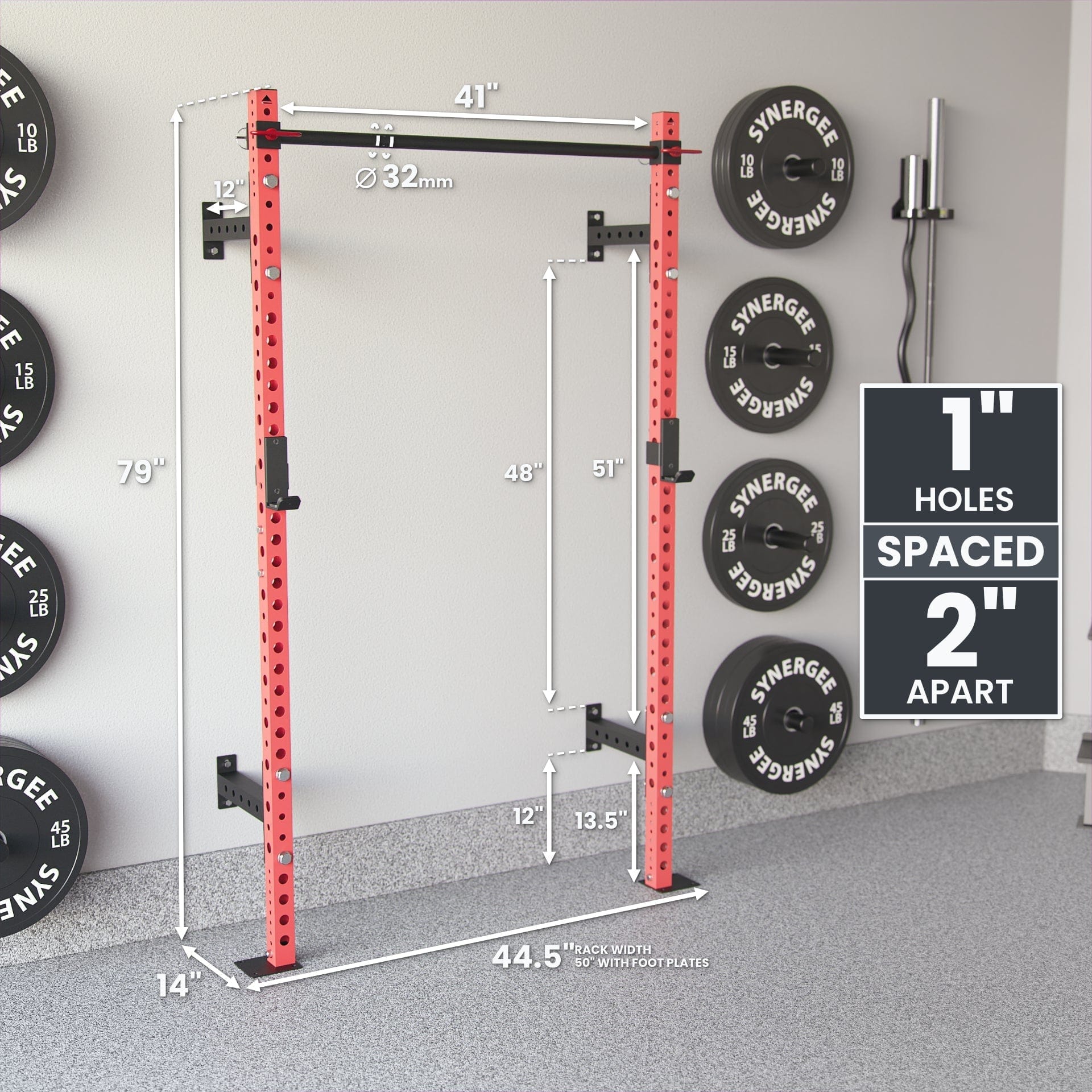 Synergee 2200 Series Wall Mounted Squat Rack - Grit Grind Strength
