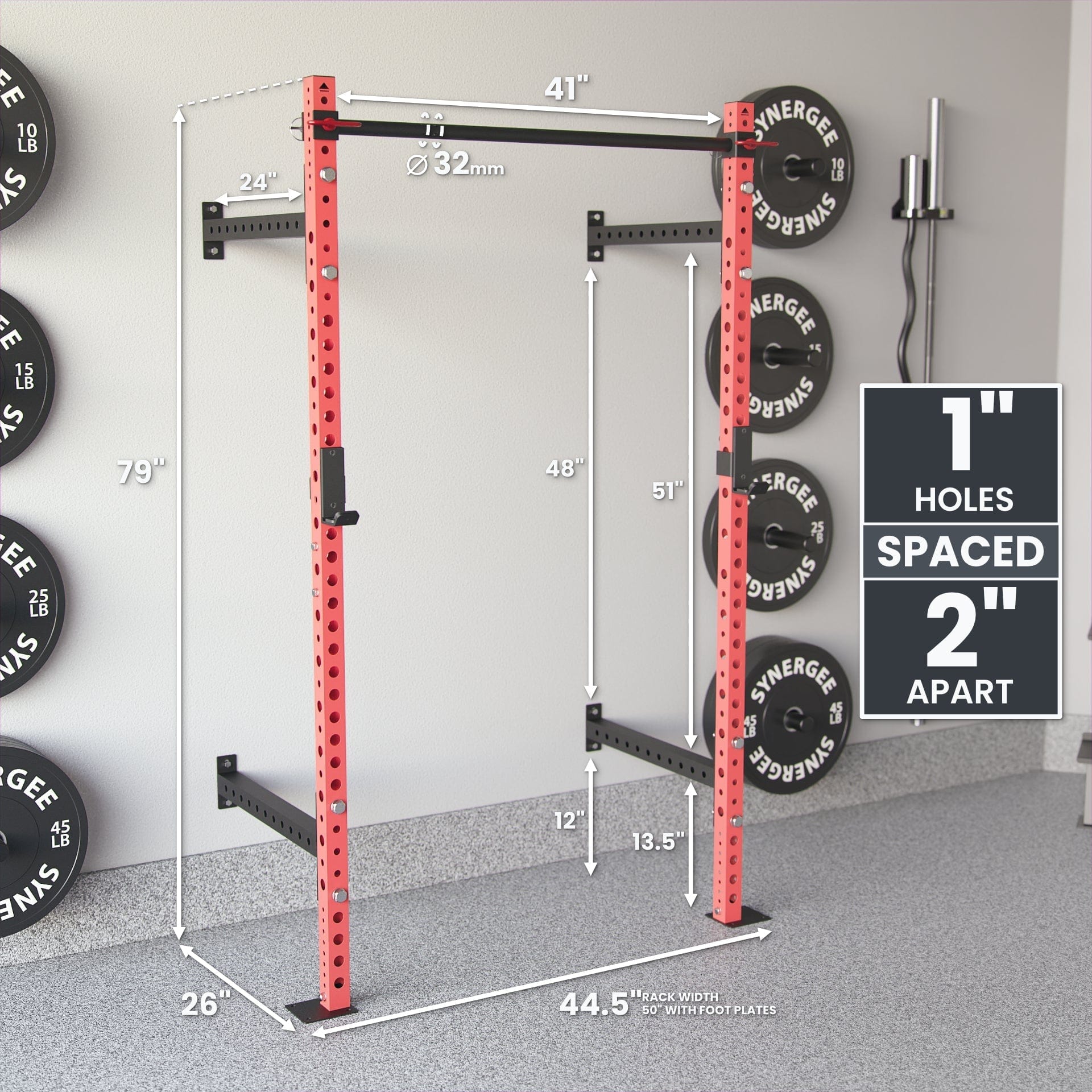 Synergee 2200 Series Wall Mounted Squat Rack - Grit Grind Strength