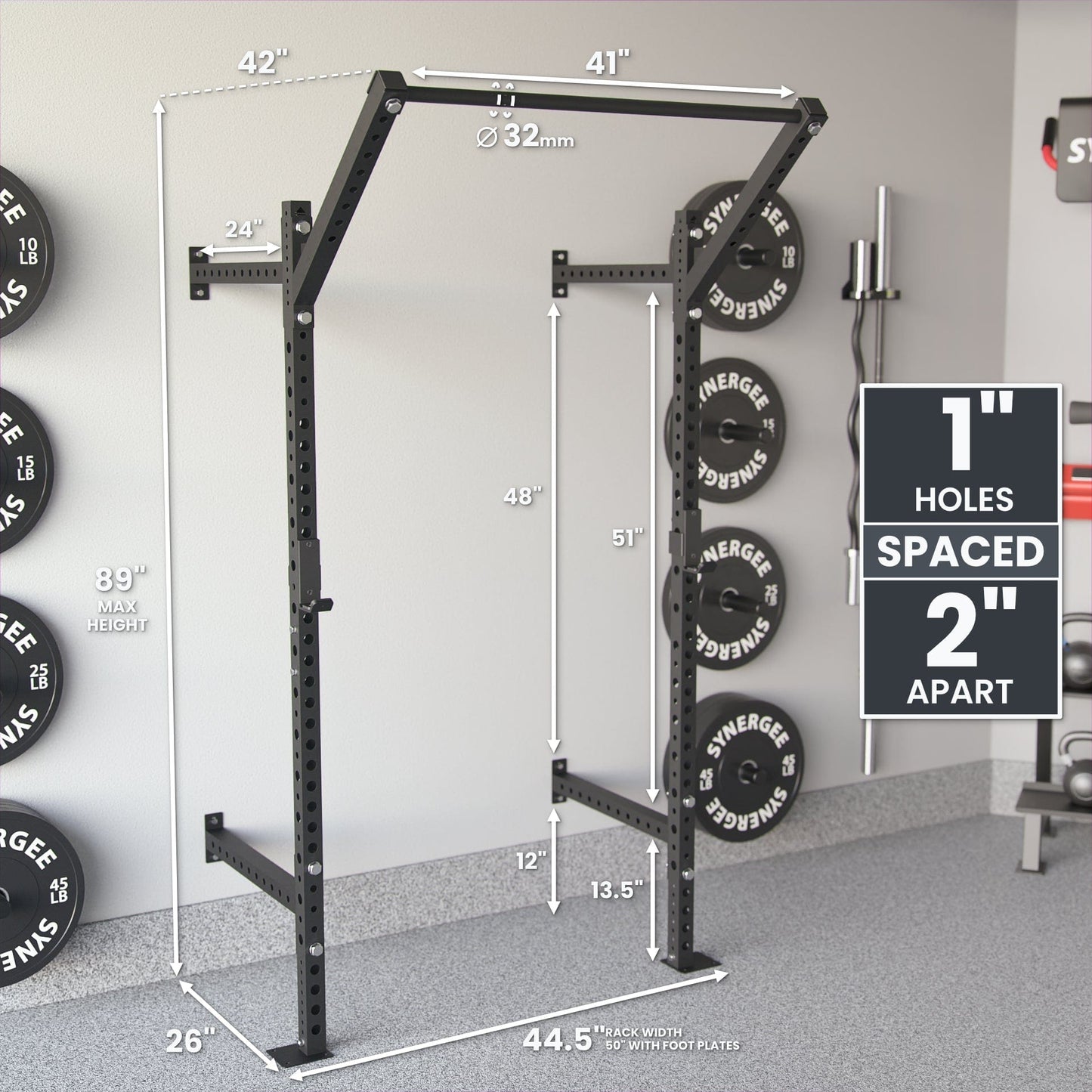 Synergee 2200 Series Wall Mounted Squat Rack - Grit Grind Strength