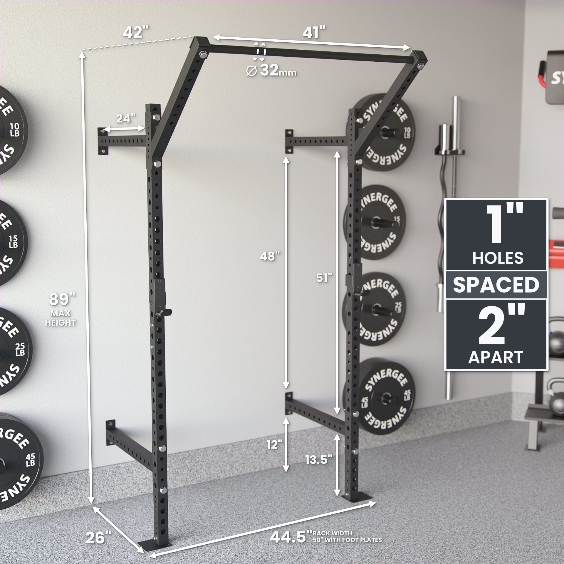 Synergee 2200 Series Wall Mounted Squat Rack - Grit Grind Strength