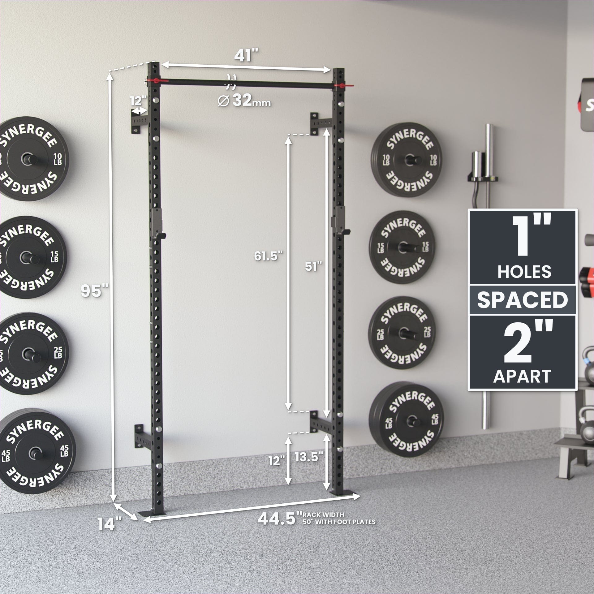 Synergee 2200 Series Wall Mounted Squat Rack - Grit Grind Strength