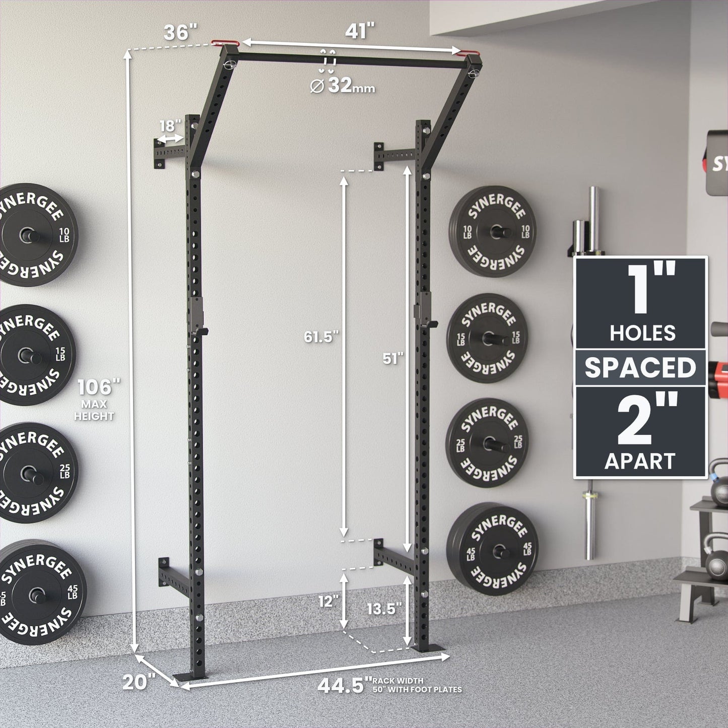 Synergee 2200 Series Wall Mounted Squat Rack - Grit Grind Strength