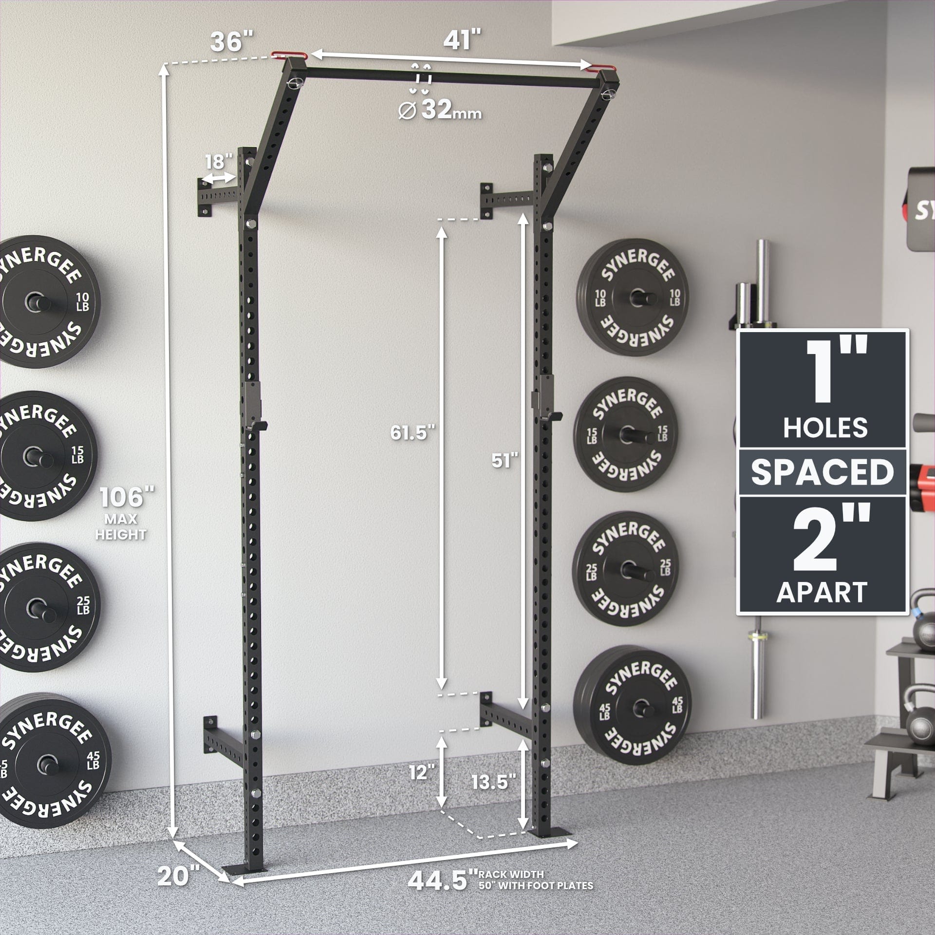 Synergee 2200 Series Wall Mounted Squat Rack - Grit Grind Strength