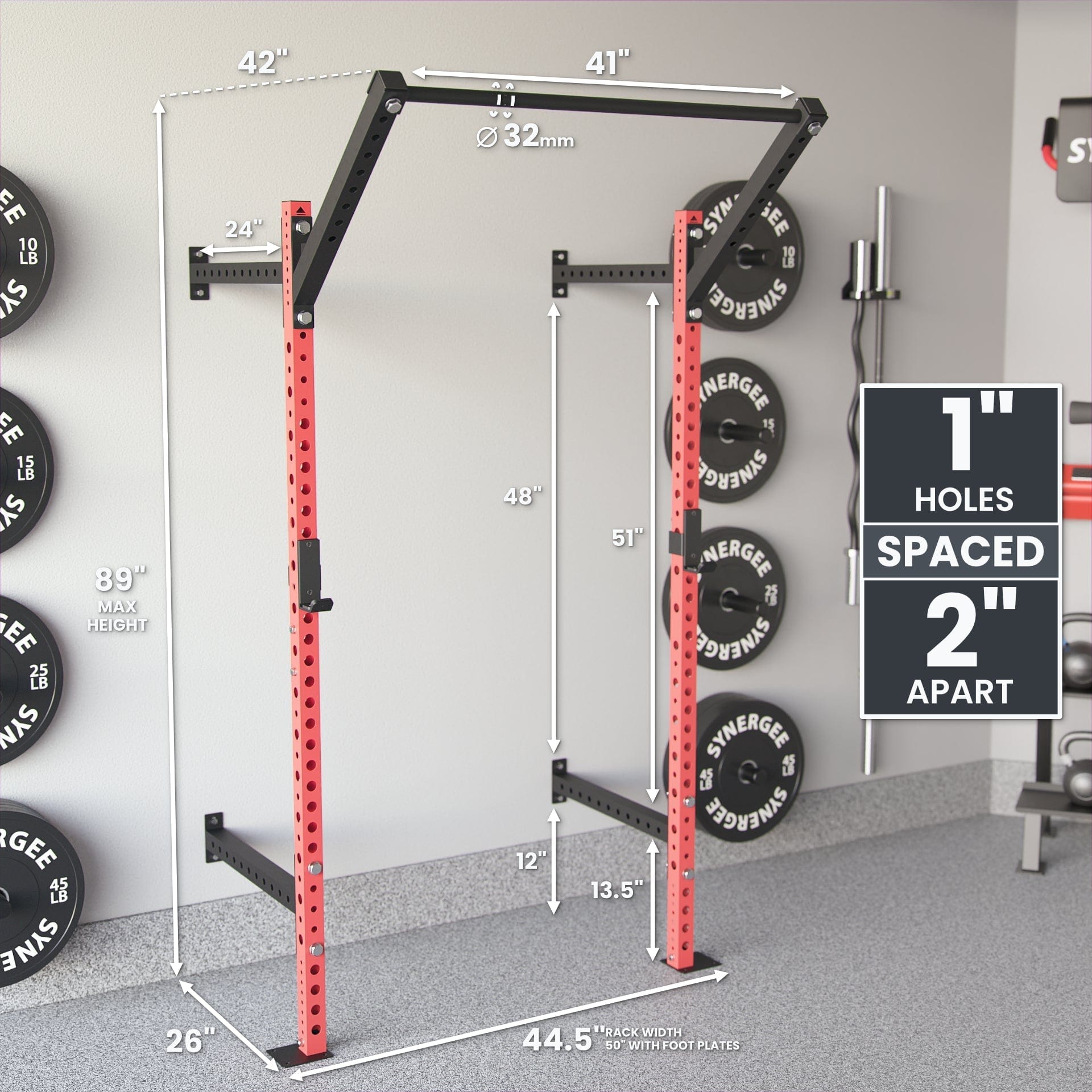Synergee 2200 Series Wall Mounted Squat Rack - Grit Grind Strength
