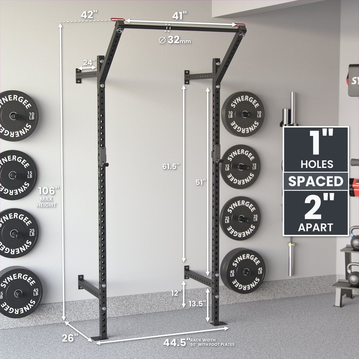 Synergee 2200 Series Wall Mounted Squat Rack - Grit Grind Strength